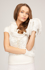 Image showing beautiful woman in white gloves