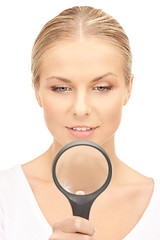 Image showing woman with magnifying glass