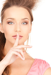 Image showing finger on lips