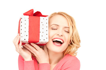 Image showing happy woman with gift box