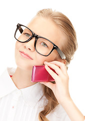 Image showing unhappy girl with cell phone
