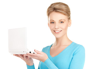 Image showing happy woman with laptop computer