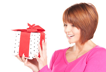 Image showing happy woman with gift box