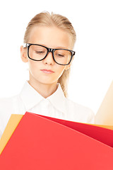 Image showing elementary school student with folders 