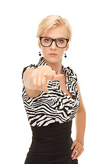 Image showing businesswoman pointing her finger