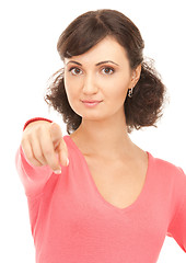 Image showing attractive businesswoman pointing her finger