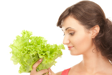 Image showing woman with lettuce