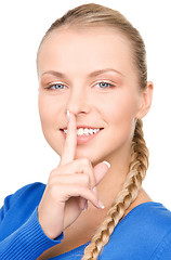 Image showing finger on lips