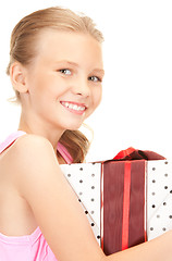 Image showing happy girl with gift box