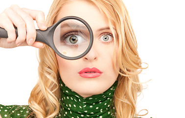 Image showing woman with magnifying glass