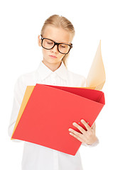 Image showing elementary school student with folders 