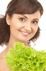 Image showing woman with lettuce