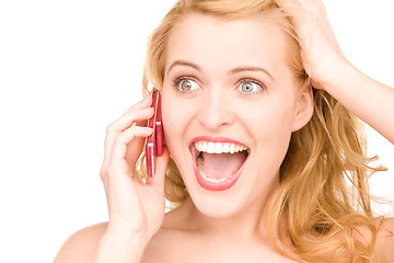 Image showing happy woman with cell phone