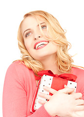 Image showing happy woman with gift box