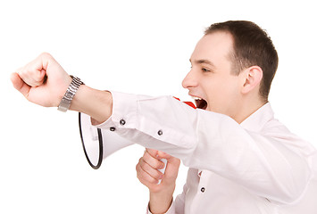 Image showing businessman with megaphone