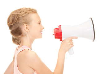 Image showing girl with megaphone