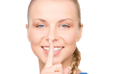 Image showing finger on lips