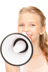 Image showing girl with megaphone