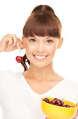 Image showing woman with cherries