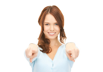 Image showing businesswoman pointing her fingers