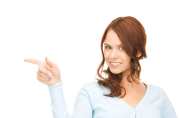 Image showing businesswoman pointing her finger