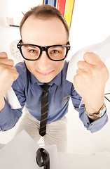 Image showing funny picture of businessman in office