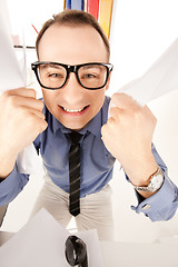 Image showing funny picture of businessman in office