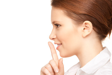 Image showing finger on lips 