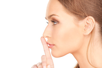 Image showing finger on lips