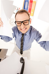 Image showing funny picture of businessman in office