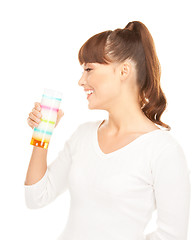 Image showing lovely woman with glass of milk