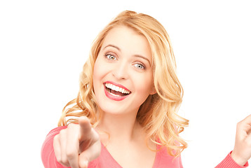 Image showing businesswoman pointing her finger