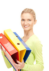 Image showing businesswoman with folders