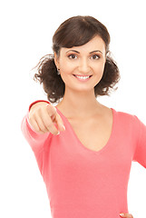 Image showing attractive businesswoman pointing her finger