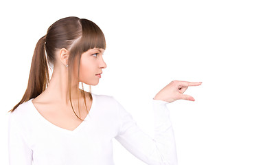 Image showing businesswoman pointing her finger