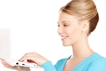 Image showing happy woman with laptop computer