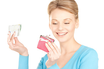 Image showing lovely woman with purse and money