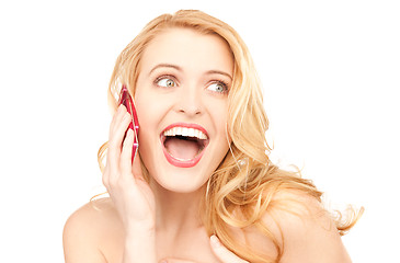 Image showing happy woman with cell phone