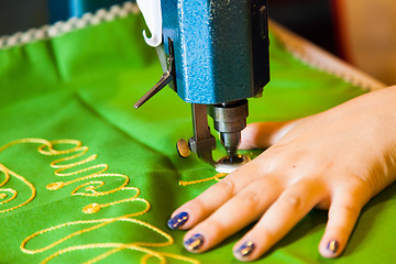 Image showing Lady hand at sewing