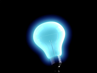 Image showing Illuminated blue bulb