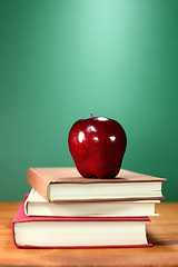 Image showing Back to School Books and Apple With Chalkboard