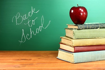 Image showing Back to School Books and Apple With Chalkboard