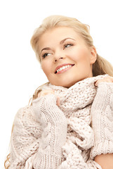 Image showing beautiful woman in mittens  