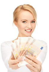 Image showing lovely woman with euro cash money