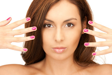 Image showing lovely woman with polished nails