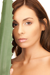 Image showing lovely woman with aloe vera