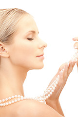 Image showing beautiful woman with pearl beads