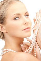 Image showing beautiful woman with pearl beads