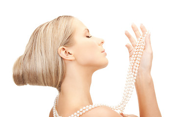 Image showing beautiful woman with pearl beads