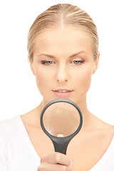 Image showing woman with magnifying glass